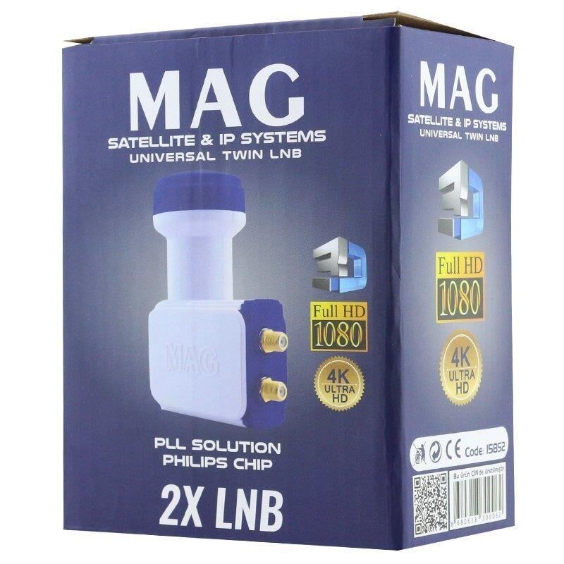 MAG Çiftli Lnb Altın Uçlu 0.1 Db 2 Li 4K 3D Destekli Çanak Anten Lnbsi