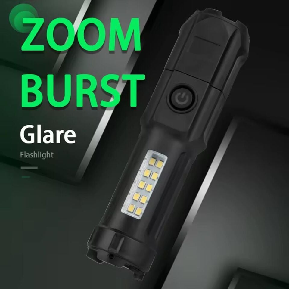 Powermaster El Feneri Uzun Menzilli Zoomlu Flash Powerbank Özellikli El Feneri Işıldak Led Aydınlatma