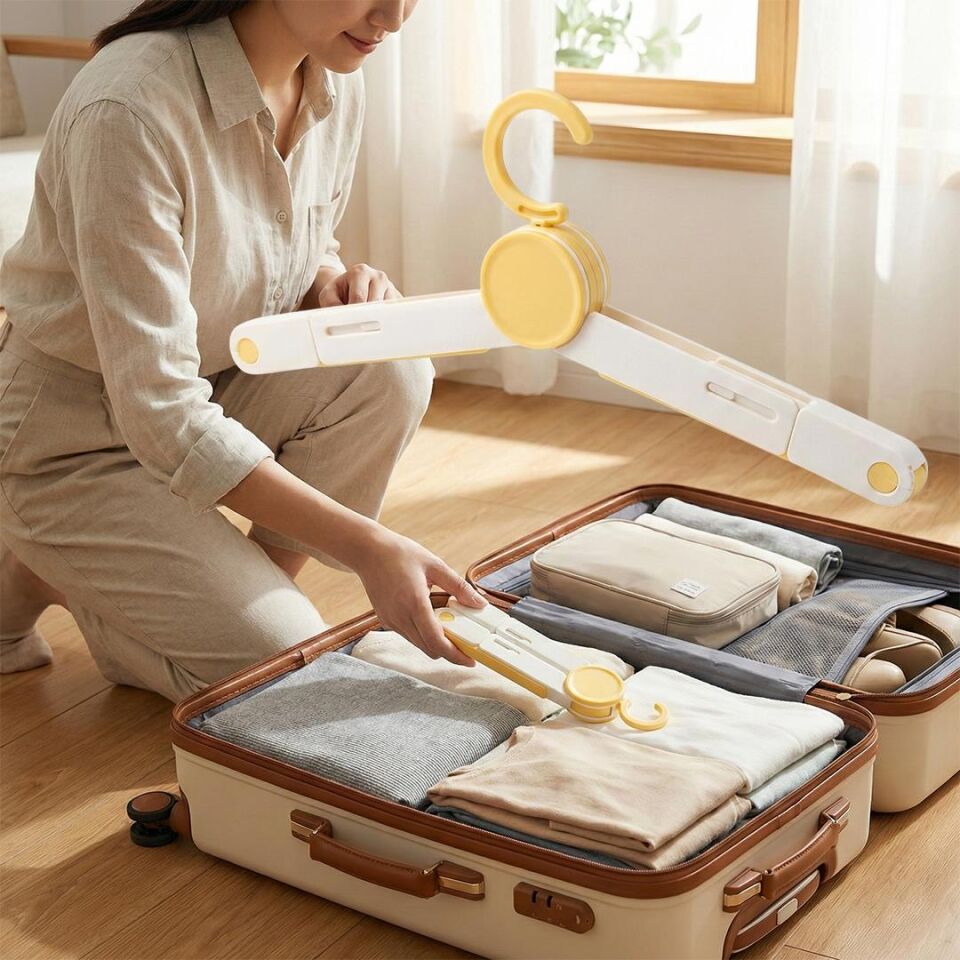 Sunup SN-29276 Portatif Katlanabilir Klipsli Çok Fonksiyonlu Seyahat Giysi Elbise Ayakkabı Askısı Askılık