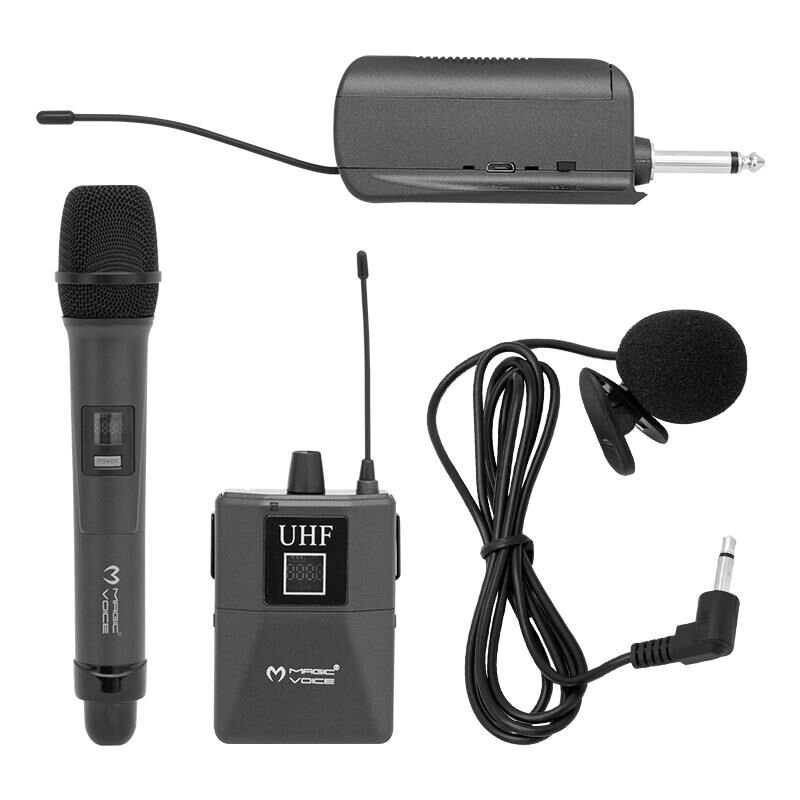 Magicvoice MV-1305YE Kablosuz Uhf Ekranlı 1 El 1 Yaka Telsiz Mikrofon Kablosuz El Yaka Kafa Mikrofon Seti
