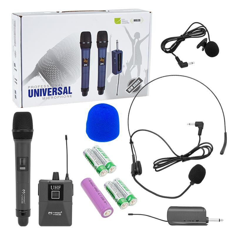 Magicvoice MV-1305YE Kablosuz Uhf Ekranlı 1 El 1 Yaka Telsiz Mikrofon Kablosuz El Yaka Kafa Mikrofon Seti