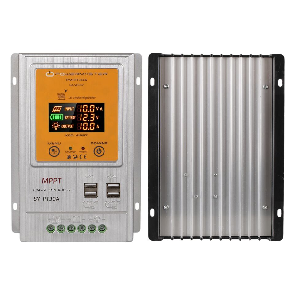 Powermaster PM-PT30A 12V 24V 30A MPPT 4 Usb'li Dijital Otomatik Solar Güneş Enerjisi Şarj Regülatörü