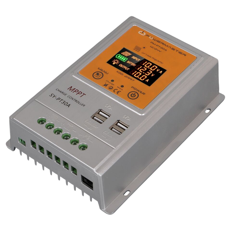 Powermaster PM-PT30A 12V 24V 30A MPPT 4 Usb'li Dijital Otomatik Solar Güneş Enerjisi Şarj Regülatörü