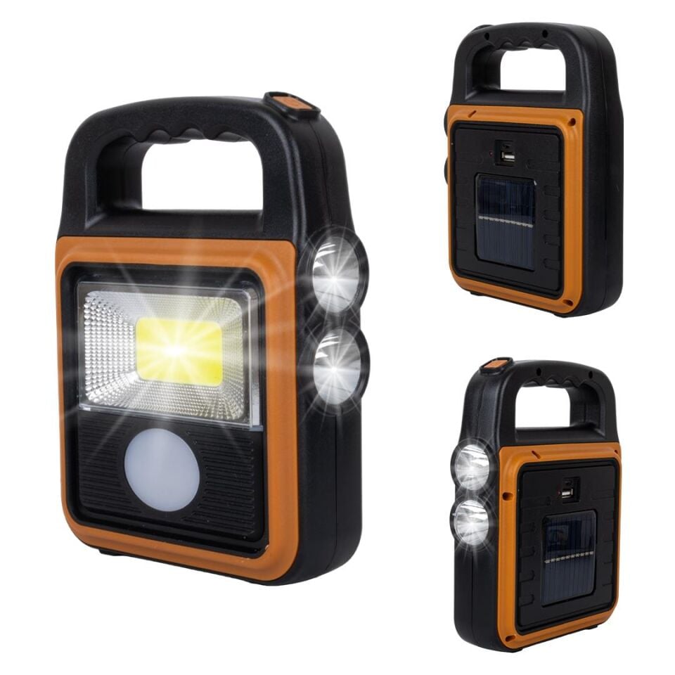 Powermaster Şarjlı Kamp Feneri Işıldak Solar Güneş Enerjili Aydınlatma 4 Kademe Powerbank Özellikli