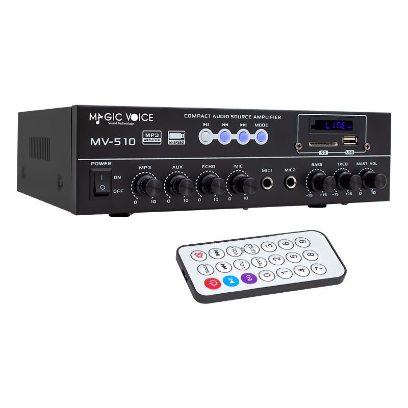Ayt Magicvoice MV-510 50 Watt Usb Sd Kart Bluetooth Girişli Hat Trafolu Anfi Mikrofon Girişli Cami Okul Amfisi