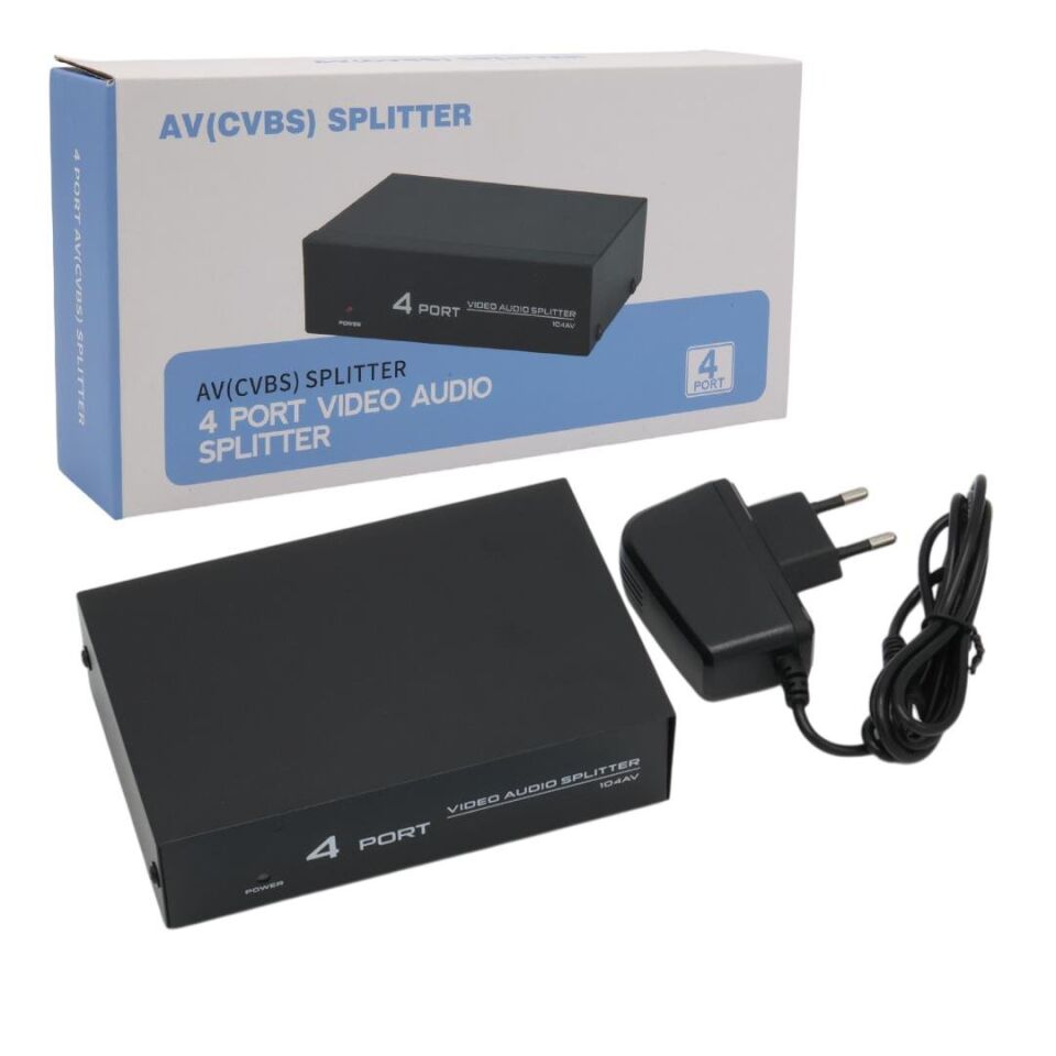 Powermaster AV-104 4 Port Video Audio Splitter Rca Video Dağıtıcı