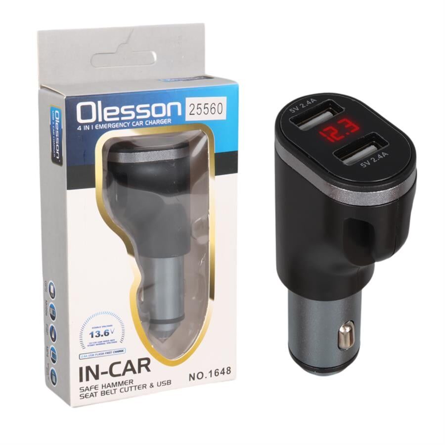 Ayt Olesson 1648 12-24V Çiftli Çift Usbli Dijital Ekranlı Araç Oto Tır Çakmak Çoklayıcı Çakmaklık Çoğaltıcı