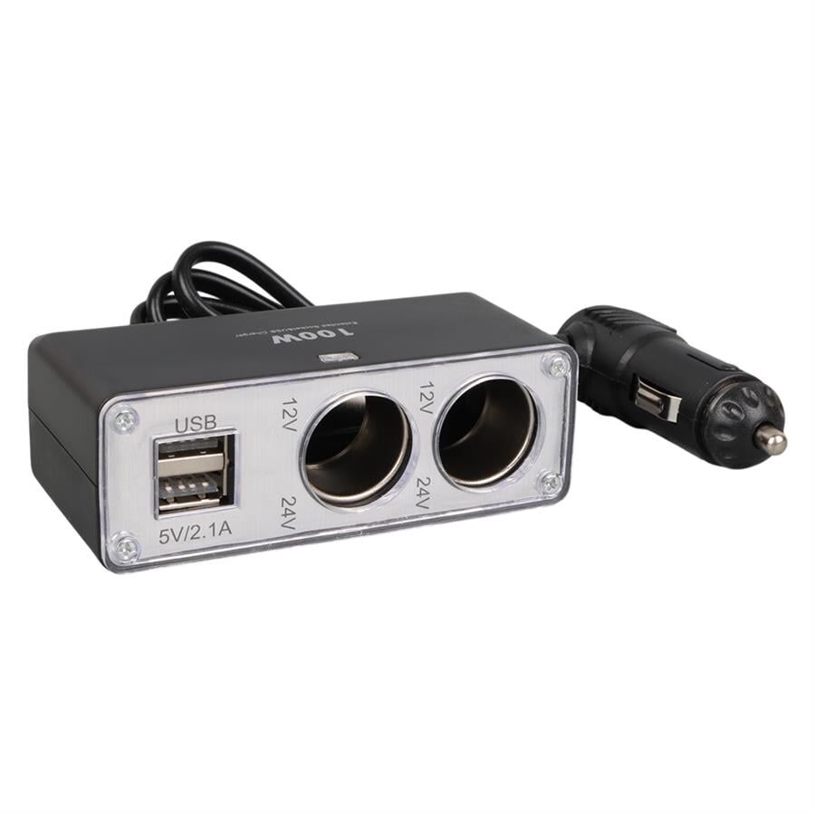 Ayt Olesson 1647 12-24V 3 Lü Çift Usb li 100W 70 Cm Kablolu Araç Oto Tır Çakmak Çoklayıcı Çakmaklık Çoğaltıcı