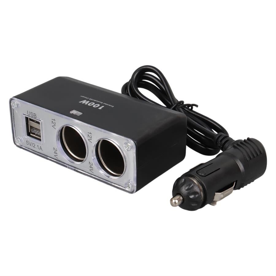 Ayt Olesson 1647 12-24V 3 Lü Çift Usb li 100W 70 Cm Kablolu Araç Oto Tır Çakmak Çoklayıcı Çakmaklık Çoğaltıcı