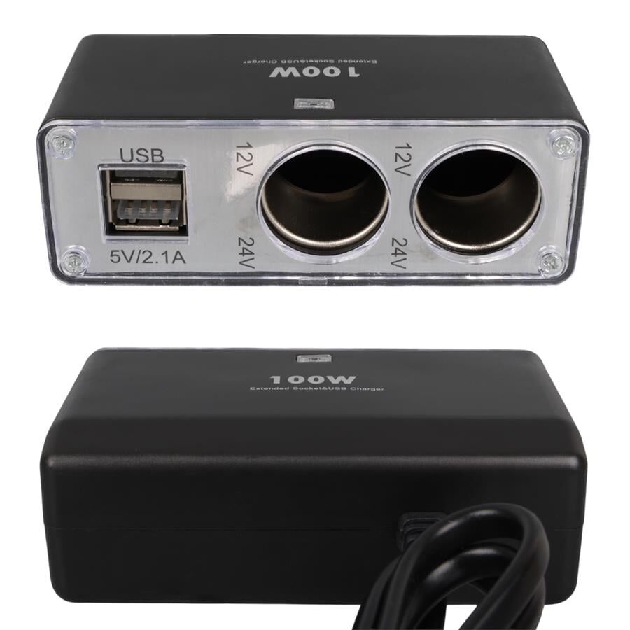 Ayt Olesson 1647 12-24V 3 Lü Çift Usb li 100W 70 Cm Kablolu Araç Oto Tır Çakmak Çoklayıcı Çakmaklık Çoğaltıcı