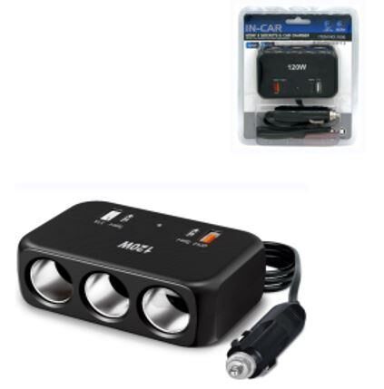 Ayt Olesson 1656 12-24V 3 Lü Çift Usb Çift Type-C 120W 80Cm Kablolu Araç Oto Tır Çakmak Çoklayıcı Çakmaklık Çoğaltıcı