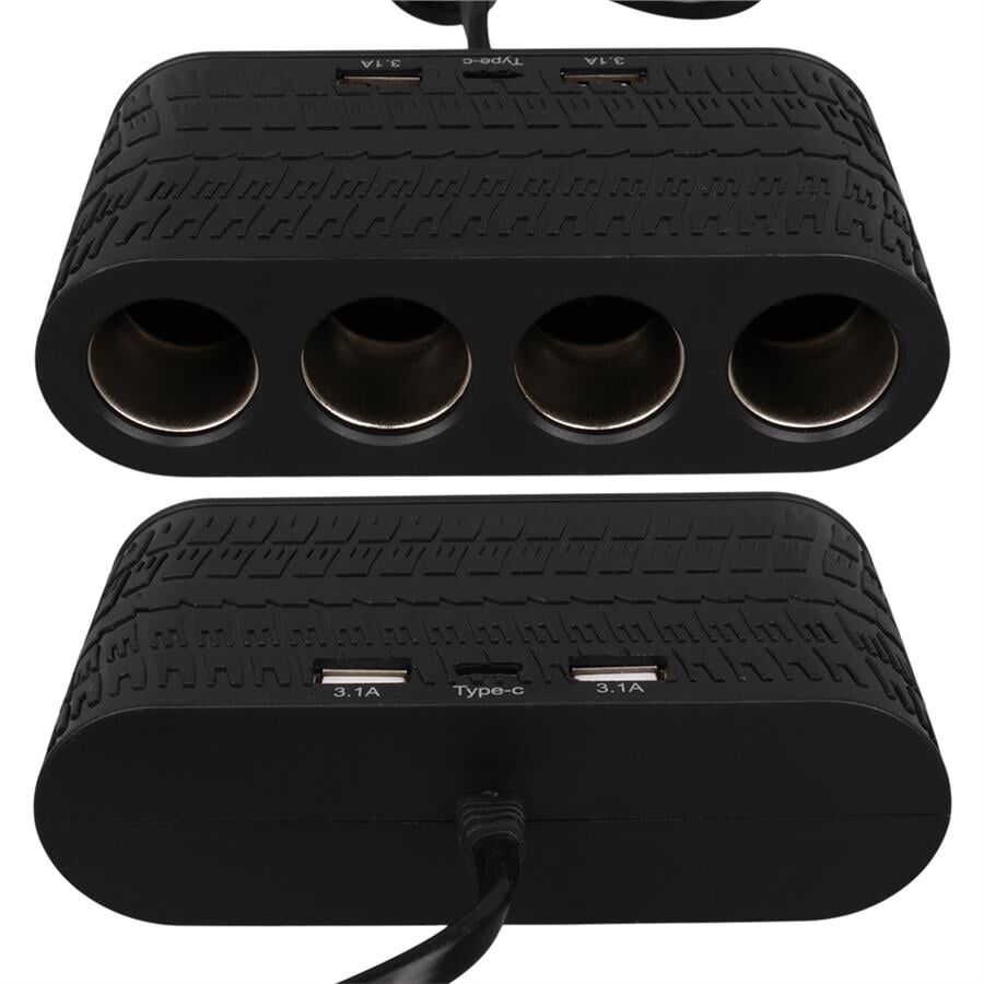 Ayt Olesson 1654 12-24V 4Lü Çift Usb Type-C 120W 80Cm Kablolu Araç Oto Tır Çakmak Çoklayıcı Çakmaklık Çoğaltıcı