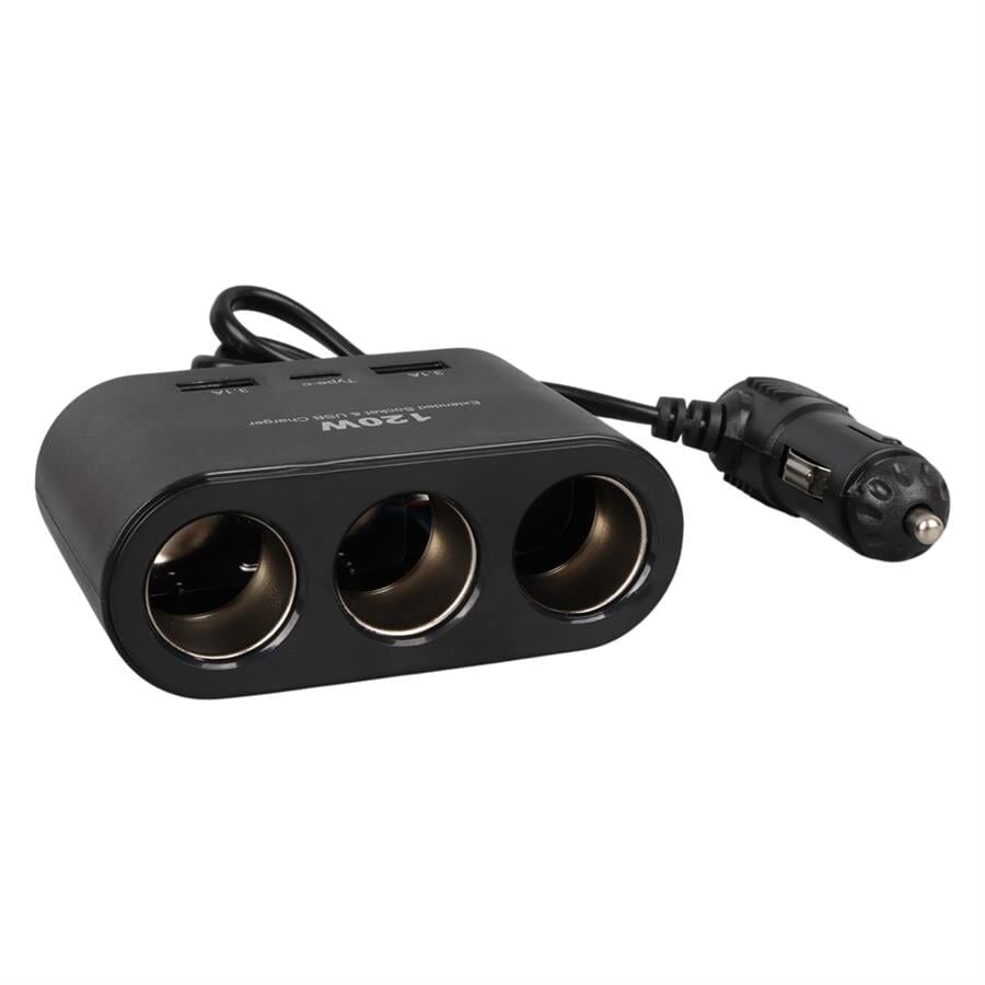 Ayt Olesson 1653 12-24V 3Lü Çift Usb Type-C 100W 70 Cm Kablolu Araç Oto Tır Çakmak Çoklayıcı Çakmaklık Çoğaltıcı