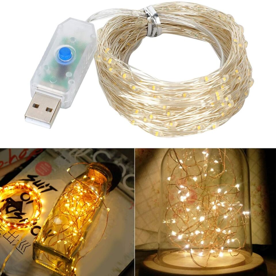 Powermaster PM-37723 USB Girişli Uzaktan Kumandalı 30 Metre 8 Modlu Günışığı Dekoratif Yılbaşı - Peri Led Işık