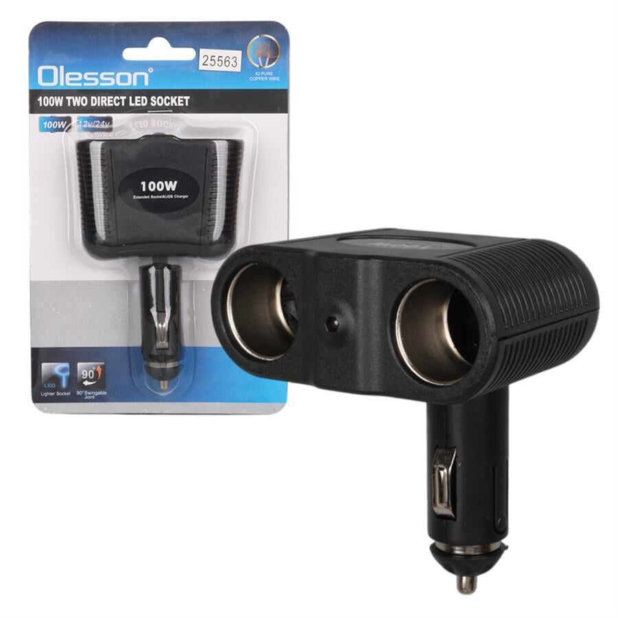 Ayt Olesson 1643 12-24V Çiftli 100W Araç Oto Tır Çakmak Çoklayıcı Çakmaklık Çoğaltıcı
