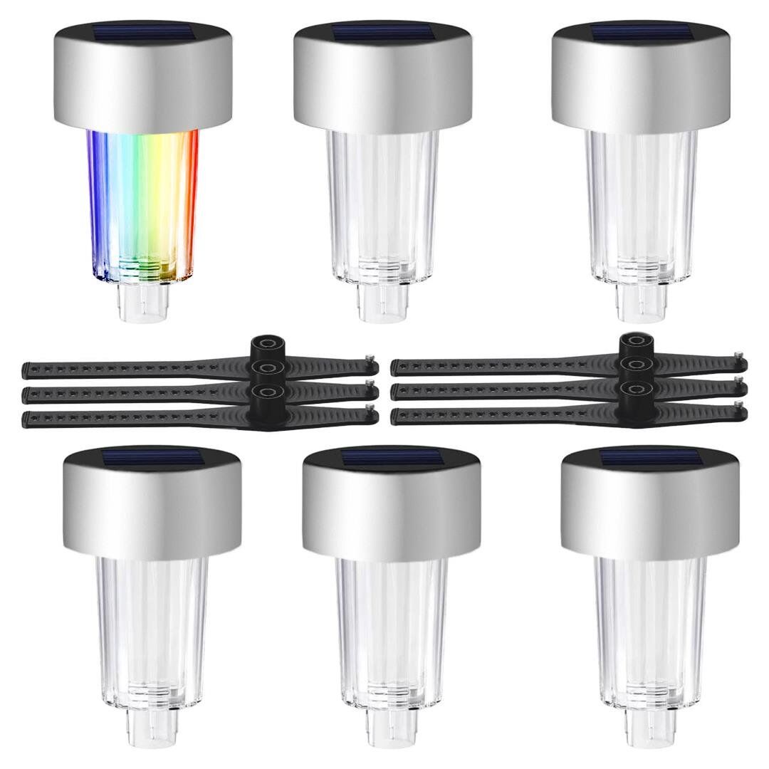 Powermaster PM-26962 Metal Gövdeli Dc 5V RGB Solar Güneş Enerjili Balkon Havuz Bahçe Lambası 6'Lı Paket