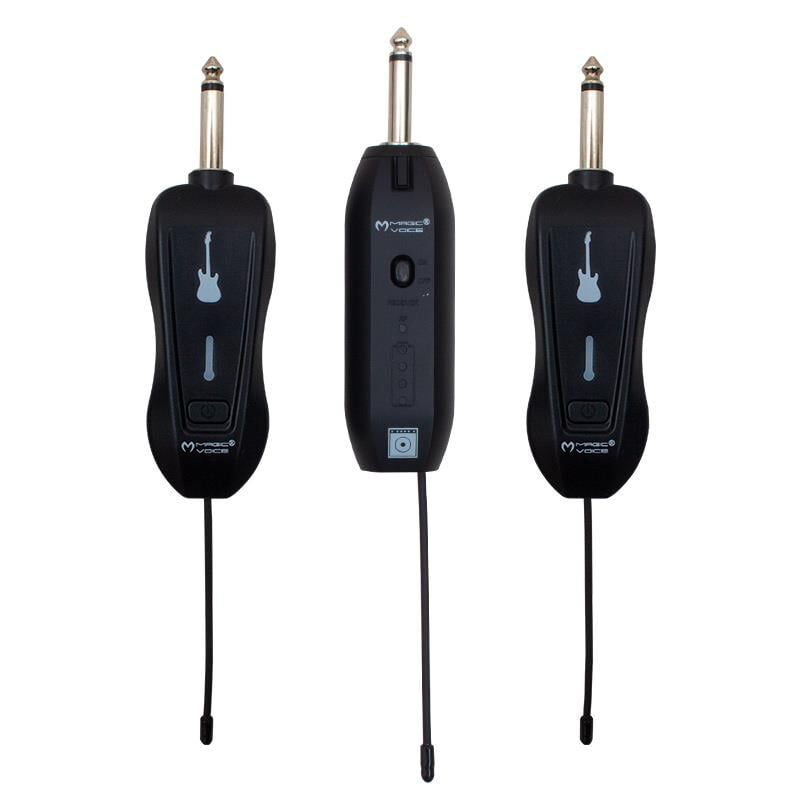 Magicvoice Gitar Tip Kablosuz Enstrüman Mikrofonu Üçlü Set Kablosuz Mikrofon 6.3 mm Jack Girişli 30 Mt. Çekim Mesafe