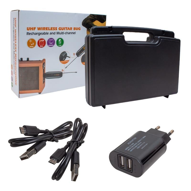 Magicvoice Gitar Tip Kablosuz Enstrüman Mikrofonu Üçlü Set Kablosuz Mikrofon 6.3 mm Jack Girişli 30 Mt. Çekim Mesafe