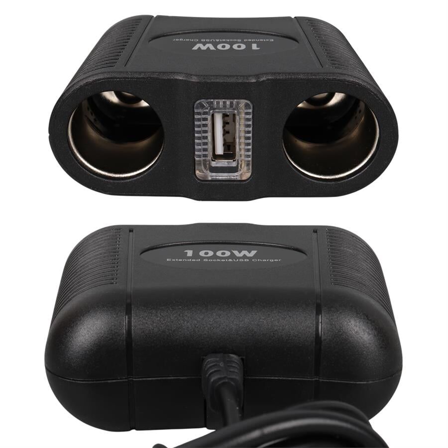 Ayt Olesson 1645 12-24V Çiftli Usbli 100W 70Cm Kablolu Araç Oto Tır Çakmak Çoklayıcı Çakmaklık Çoğaltıcı