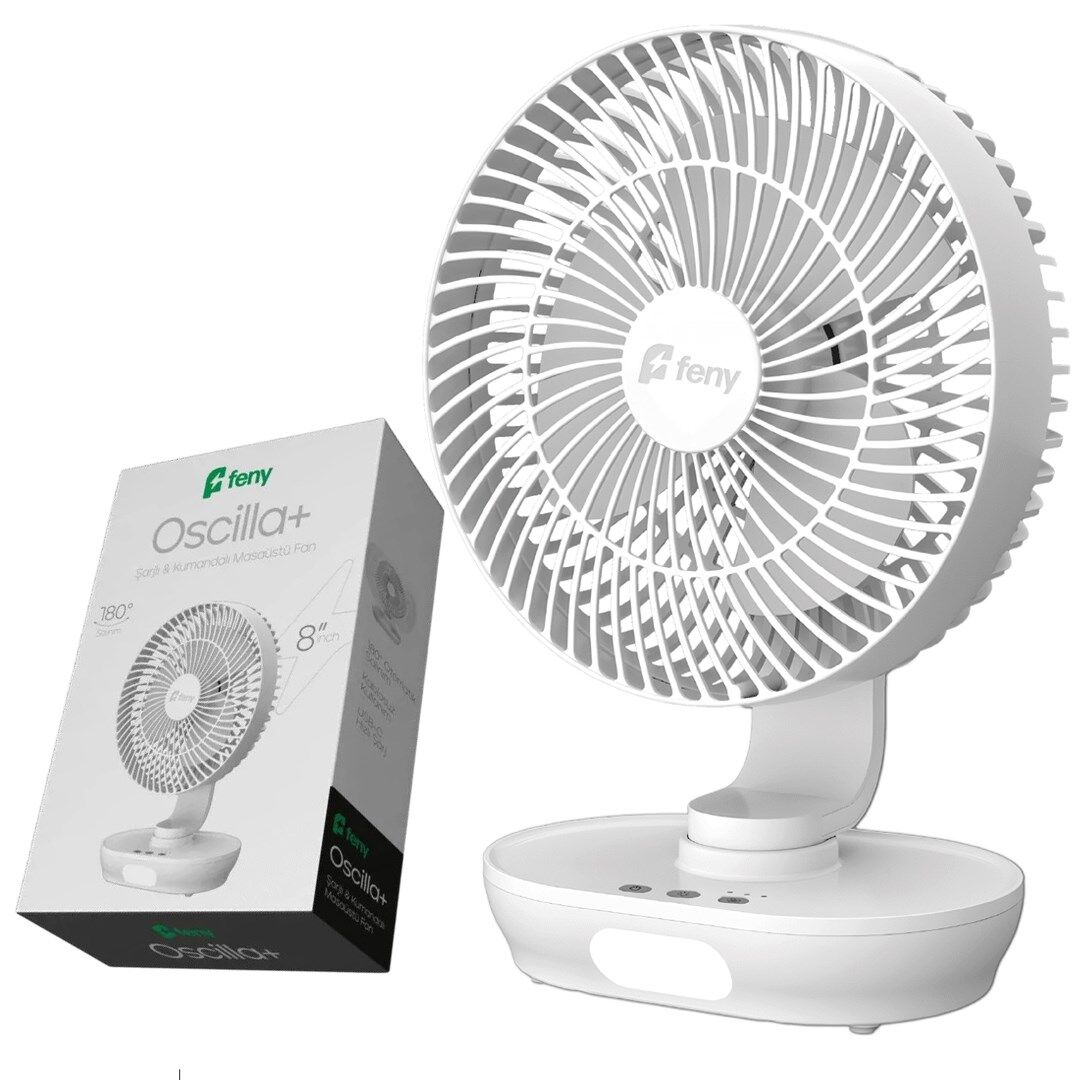 Feny FN-F88 Oscilla 150 Derece Otomatik Salınımlı Şarjlı 8 Masaüstü Fan Vantilatör