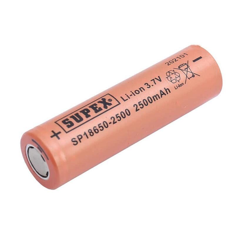 Supex 18650-2500 3.7 Volt 2500 Mah Düz Kafa Li-Ion Pil