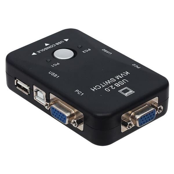 Powermaster Pm-12690 KVM Switch 2 Kanal Vga Switch 2 Bilgisayar Tek Yönetim