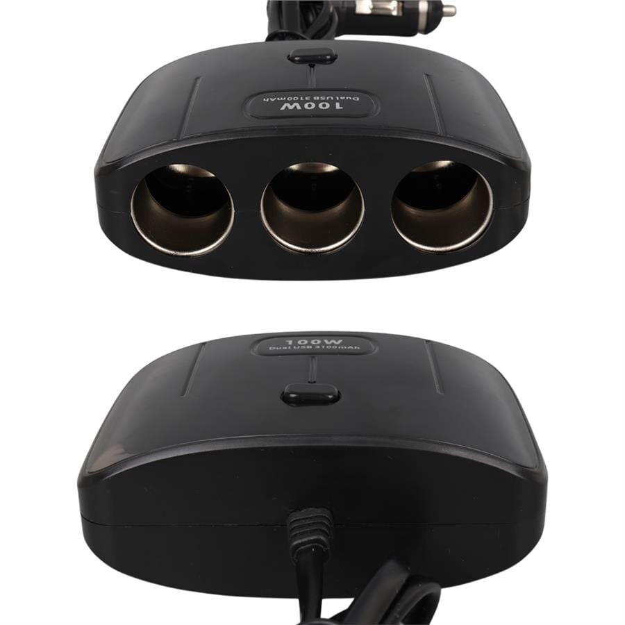 Ayt Olesson 1635 12-24V 3Lü Çift Usbli 100W 70 Cm Kablolu Araç Oto Tır Çakmak Çoklayıcı Çakmaklık Çoğaltıcı