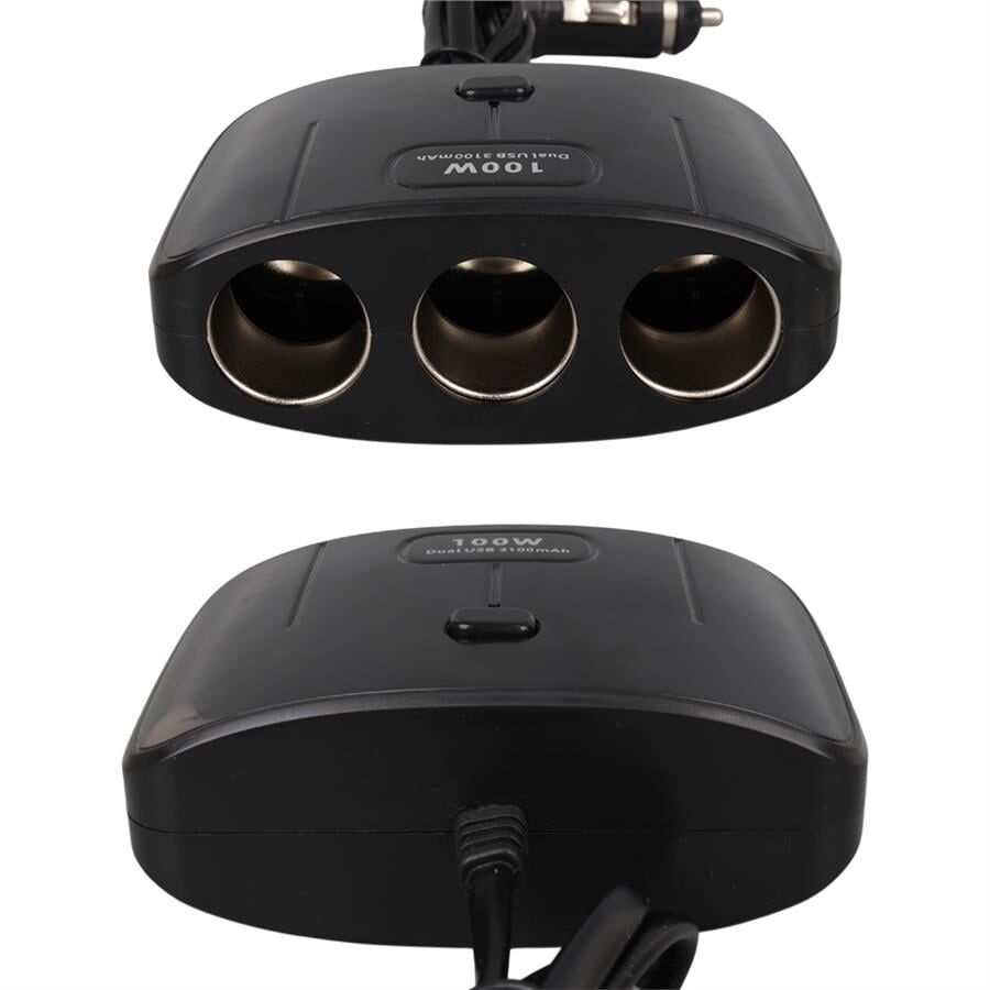 Ayt Olesson 1635 12-24V 3Lü Çift Usbli 100W 70 Cm Kablolu Araç Oto Tır Çakmak Çoklayıcı Çakmaklık Çoğaltıcı