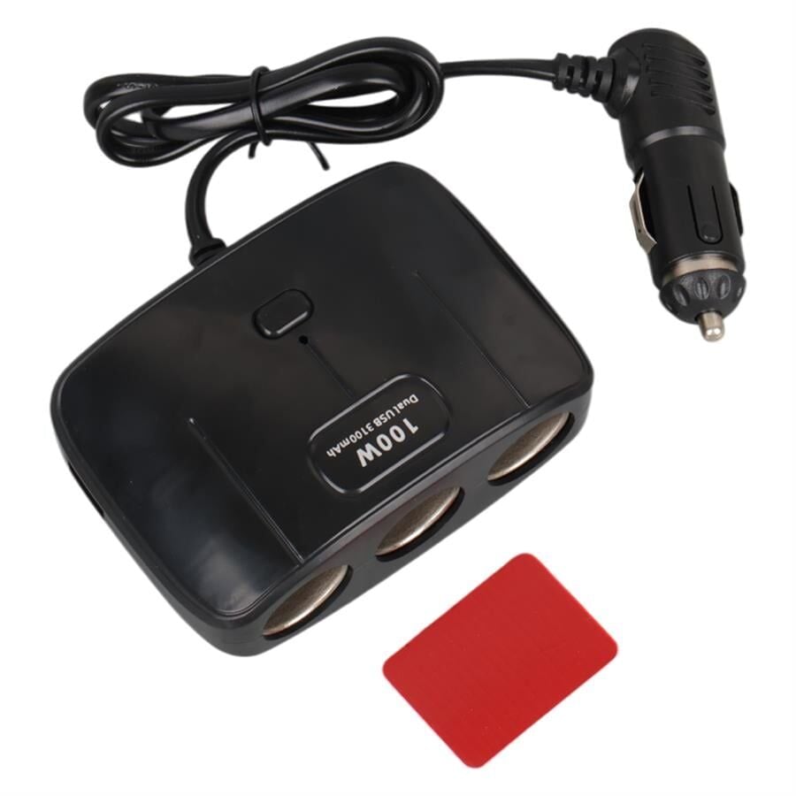 Olesson 1635 12-24V Çift USB Girişli 100W 70 CM Kablolu 3'LÜ Araç Çakmak Çoklayıcı 100X66x40mm