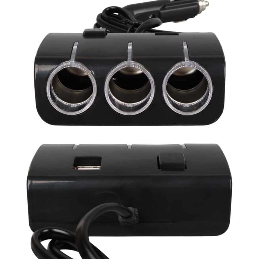 Ayt Olesson 1506 12-24V 3Lü Çift Usbli 120W 80 Cm Kablolu Araç Oto Tırç Çakmak Çoklayıcı Çakmaklık Çoğaltıcı