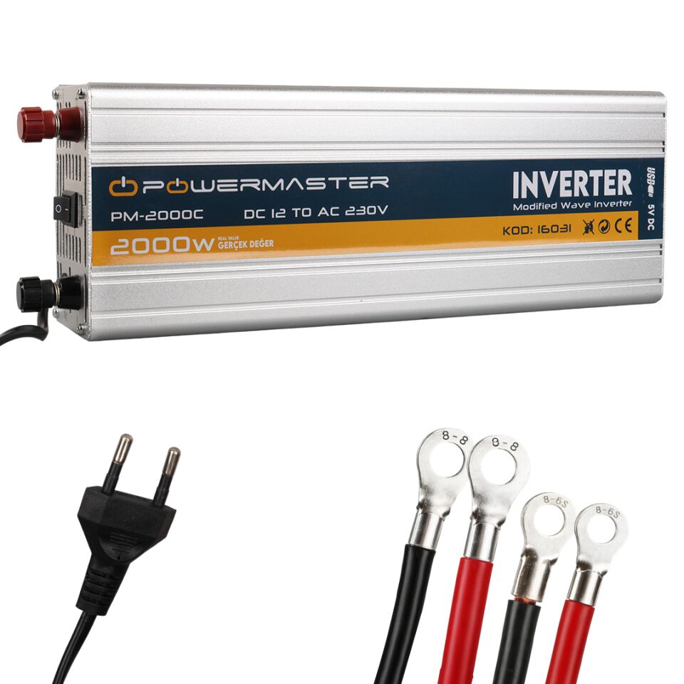 Powermaster PM-2000C 12 Volt 2000 Watt Şarjlı İnvertör