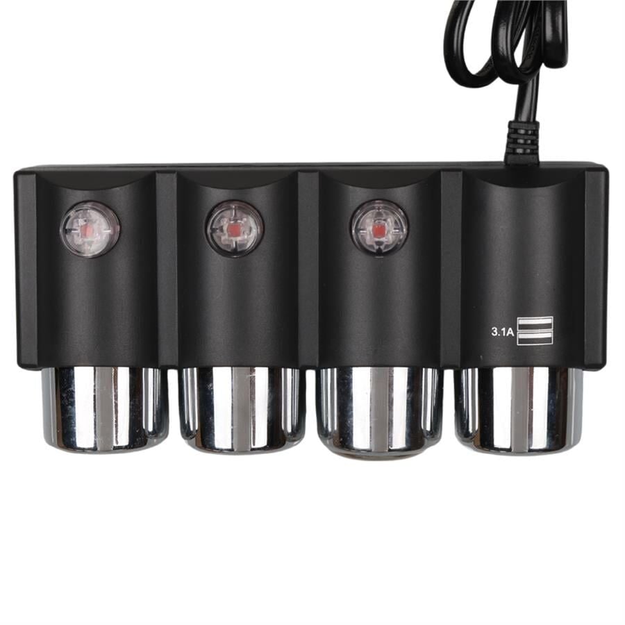 Olesson 1508 12-24V Çift USB Girişli 120W 80Cm Kablolu 3'Lü Araç Çakmak Çoklayıcı