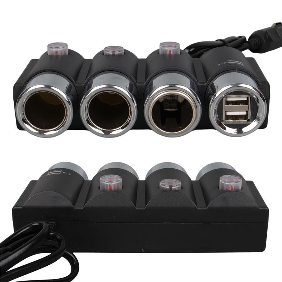Ayt Olesson 1508 12-24V 3Lü Çift Usbli 120W 80 Cm Kablolu Araç Oto Tır Çakmak Çoklayıcı Çakmaklık Çoğaltıcı