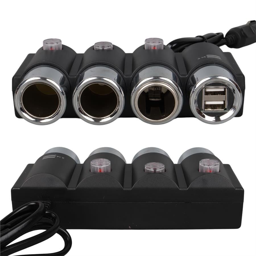 Olesson 1508 12-24V Çift USB Girişli 120W 80Cm Kablolu 3'Lü Araç Çakmak Çoklayıcı