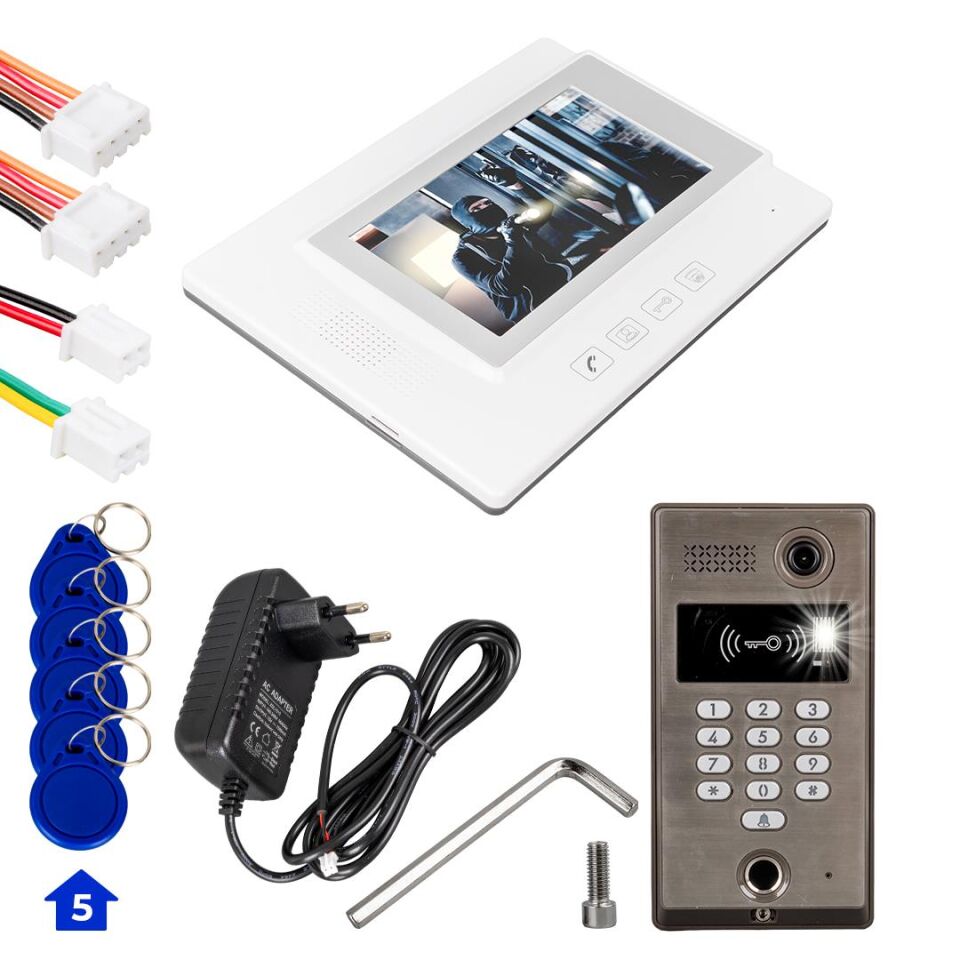 Powermaster Görüntülü Kapı Zili Intercom Tek Dairelik Diafon Kablosuz Gece Görüşlü Şifreli Çipli Parmak İzli