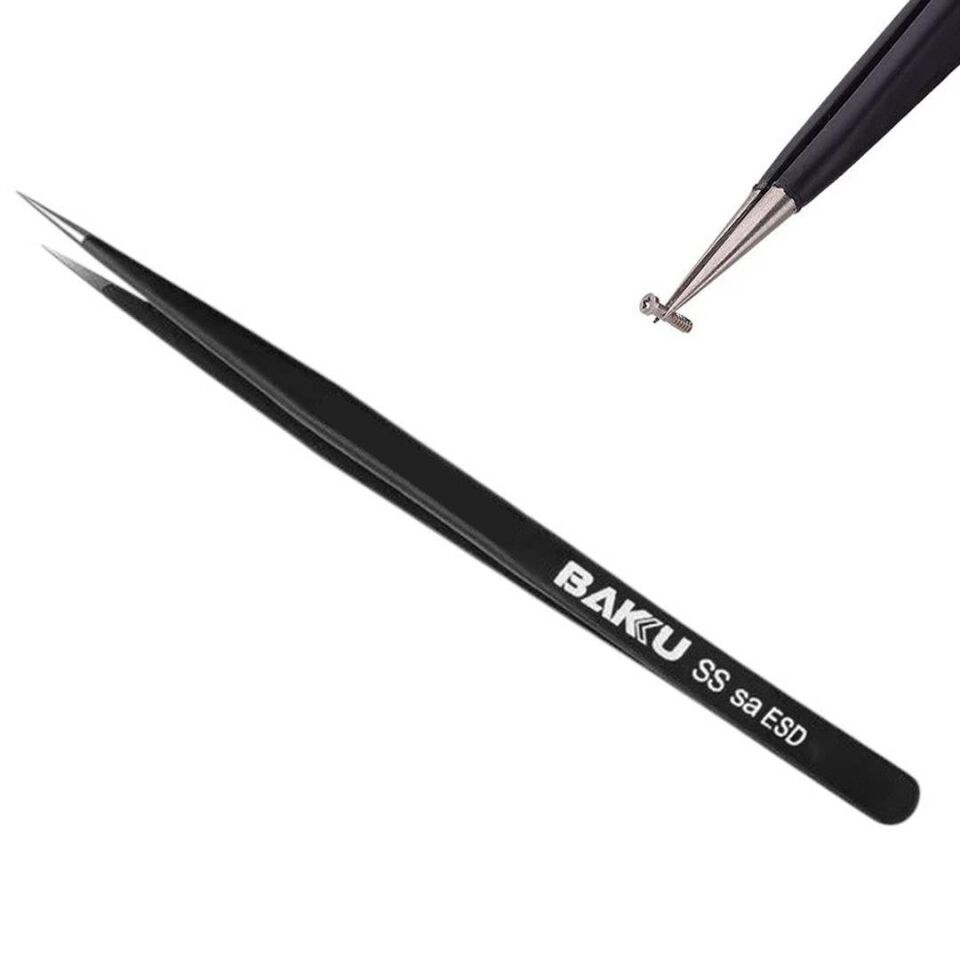 BAKU BK-A8-SS-SA-ESD İNCE UZUN UÇ SİYAH CIMBIZ