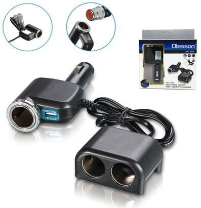 Ayt Olesson 1526 12-24V Çiftli Usbli 120W 80 Cm Kablolu Araç Oto Tır Çakmak Çoklayıcı Çakmaklık Çoğaltıcı