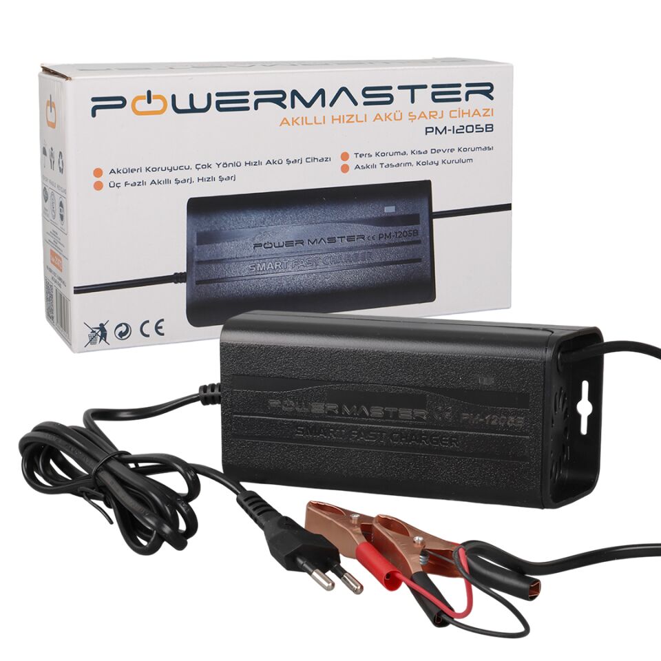Powermaster SY-1205B 12 Volt 5 Amper Akıllı Akü Şarj Cihazı 12V-5A Otomatik Devre Kesen Akü Şarj Aleti