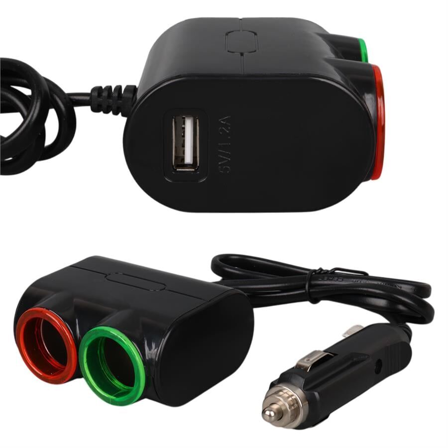 Ayt Olesson 1631 12-24V Çiftli Usbli 120W 80 Cm Kablolu Araç Oto Tır Çakmak Çoklayıcı Çakmaklık Çoğaltıcı