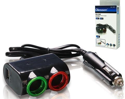 Ayt Olesson 1631 12-24V Çiftli Usbli 120W 80 Cm Kablolu Araç Oto Tır Çakmak Çoklayıcı Çakmaklık Çoğaltıcı