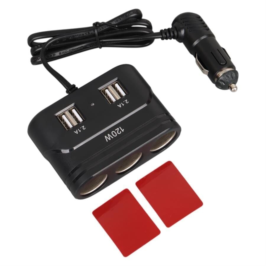 Olesson 1678 12-24V 4 USB Girişli 120W 80Cm Kablolu 3'Lü Araç Çakmak Çoklayıcı
