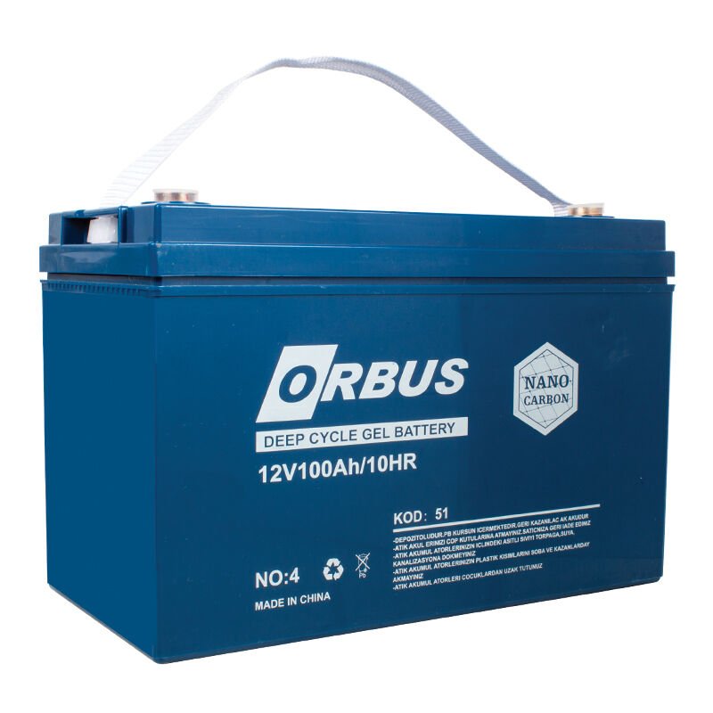 Ayt Orbus 12 Volt 100 Amper Karbon Jel Tip Akü Yeni Tarihli Taze Akü 330x173x212 Mm