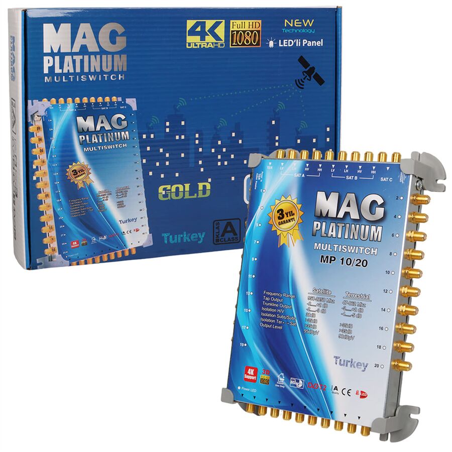 MAG Platinum MP 10/20 Multiswitch - 10 Giriş 20 Çıkışlı Merkezi Uydu Santrali Hybrid 4K Ve 3D Destekli