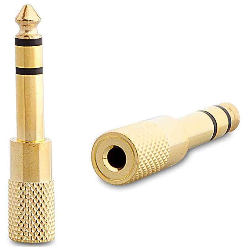 Ayt 6.3 Mm Stereo Erkek 3.5 Mm Stereo Dişi Sarı Metal Gold Jack Fiş Çevirici Mikrofon Ses Kablosu Soketi Girişi