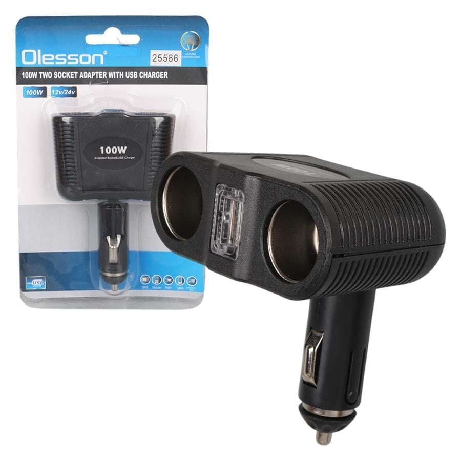 Ayt Olesson 1646 12-24V Çiftli Usbli 100W Araç Oto Tır Çakmak Çoklayıcı Çakmaklık Çoğaltıcı