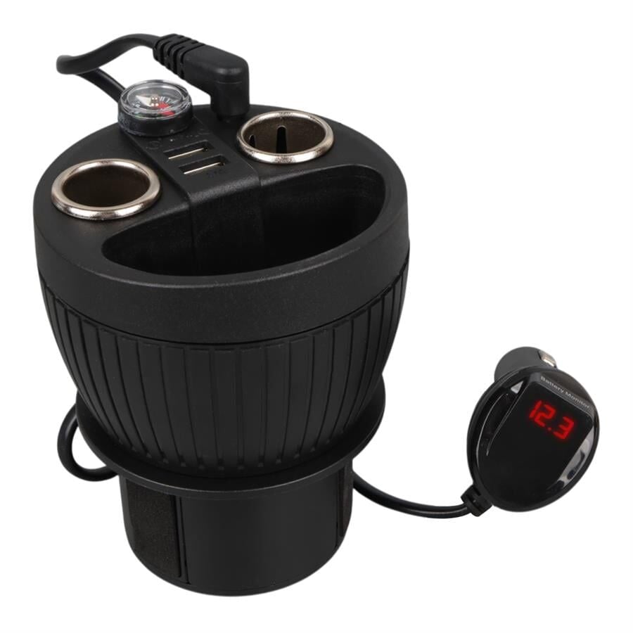 Olesson 1640 12-24V Çift USB Girişli 120W 80Cm Kablolu Dijital Voltaj Ekranlı 2'Li Araç Çakmak Çoklayıcı