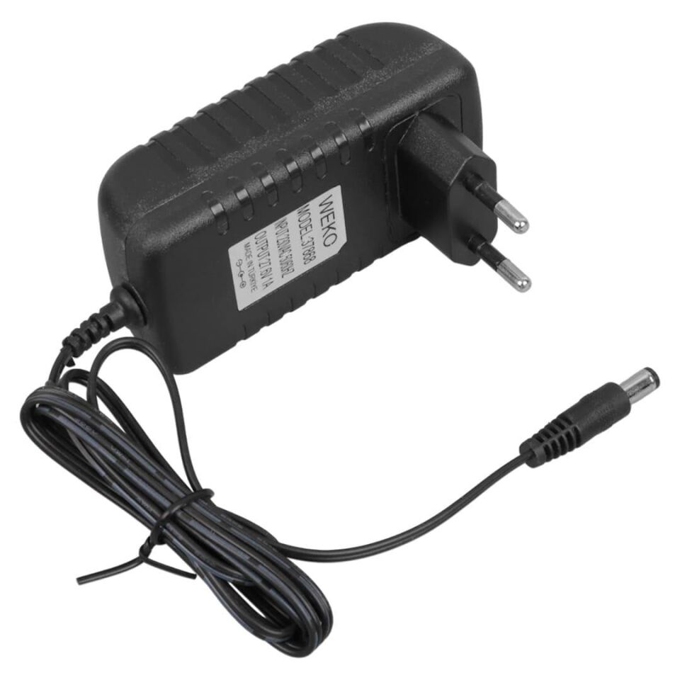 Weko WK-37868 27.6 Volt 1 Amper 5.5x2.5 Uçlu  Ledli Yerli Üretim Priz Tipi Dikey Süpürge Şarj Adaptörü