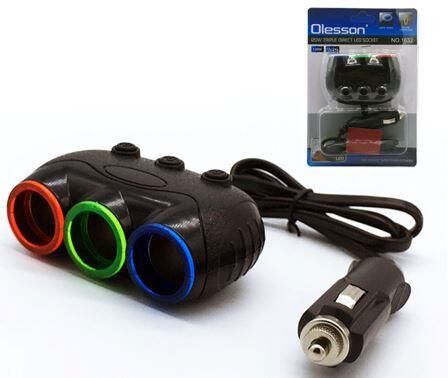 Ayt Olesson 1632 12-24V 3Lü 120W 80Cm Kablolu Araç Oto Tır Çakmak Çoklayıcı Çakmaklık Çoğaltıcı