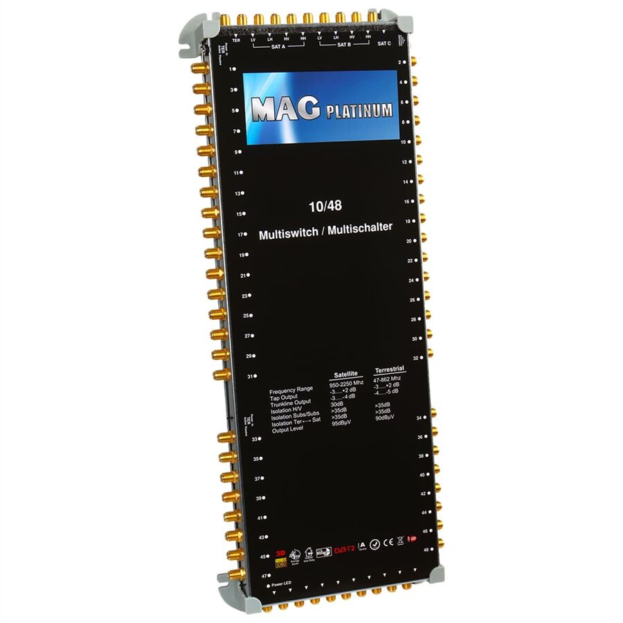 MAG Platinum MP 10/48 Multiswitch - 10 Giriş 48 Çıkışlı Merkezi Uydu Santrali Hybrid 4K Ve 3D Destekli