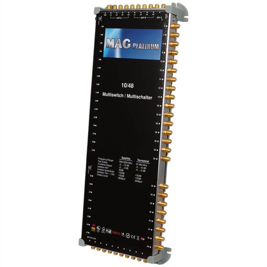 MAG Platinum MP 10/48 Multiswitch - 10 Giriş 48 Çıkışlı Merkezi Uydu Santrali Hybrid 4K Ve 3D Destekli